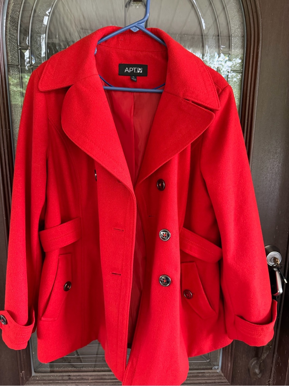 Apt. 9 Women's Vibrant Red Double-Breasted Pea Coat